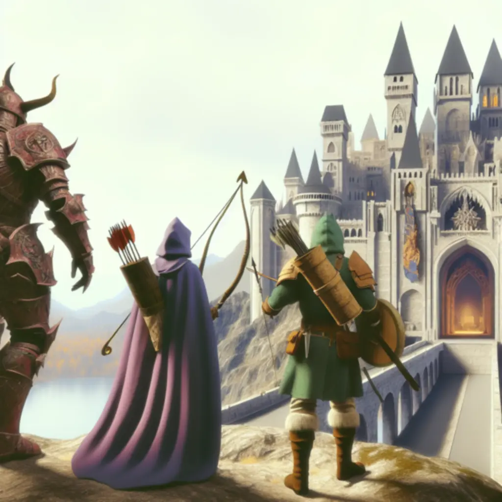 Ilustracja bohaterów Guild Wars 2 na tle fantastycznego świata