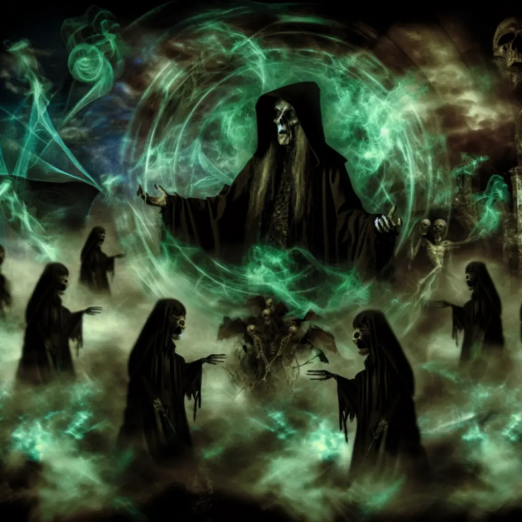 Necromancer dowodzący armią minionów