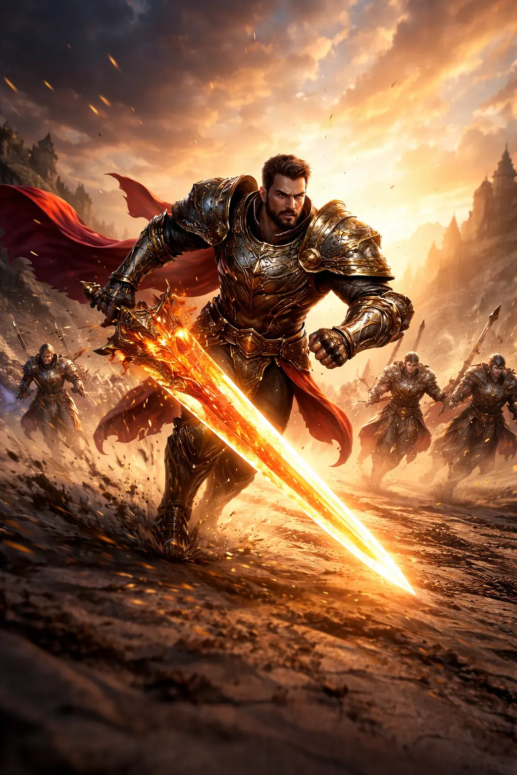 Warrior w szarży podczas dynamicznej walki